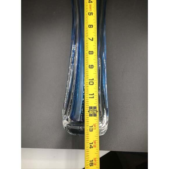 Matthew Buechner Art Glass Vase Thames St Hand Blown Tall Tulip Fan Signed 13" - Picture 9 of 11